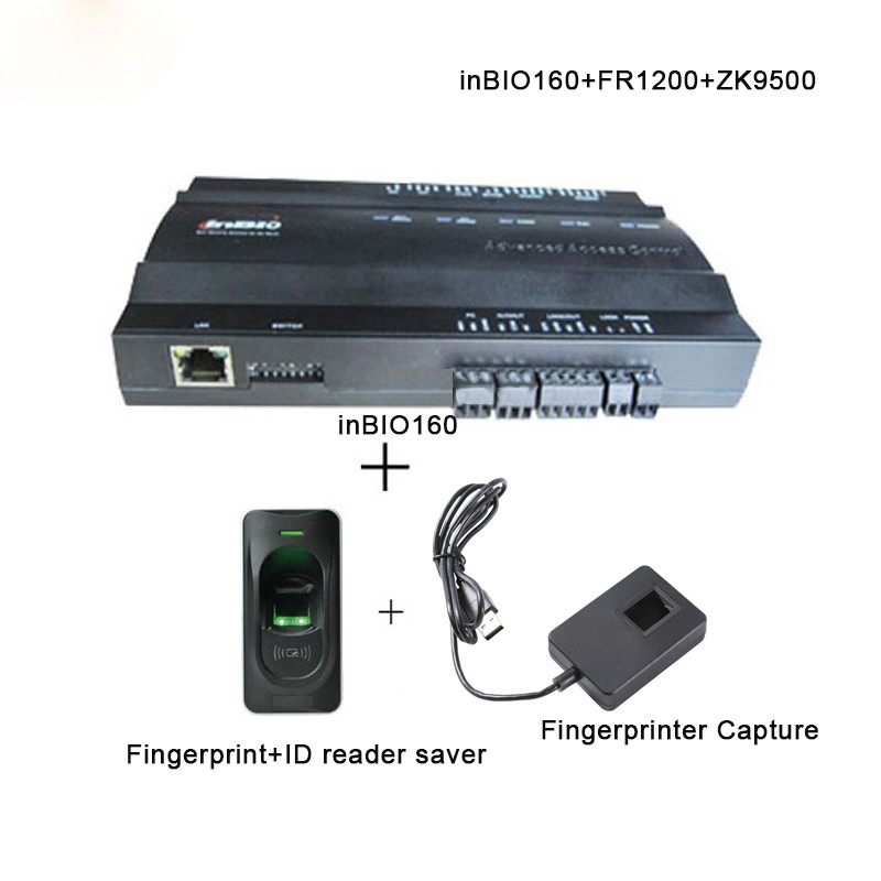 Contrôle d'accès à une porte avec boîtier d'adaptateur d'alimentation Prise en charge de la connexion basée sur IP Lecteur d'empreintes digitales/de carte RFID (Inbio160/boîte)
